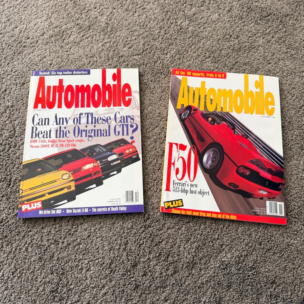Vintage Automobile Magazine 1995 Lot Ferrari F50 BMW 318ti VW GTI VR6 2 Issues